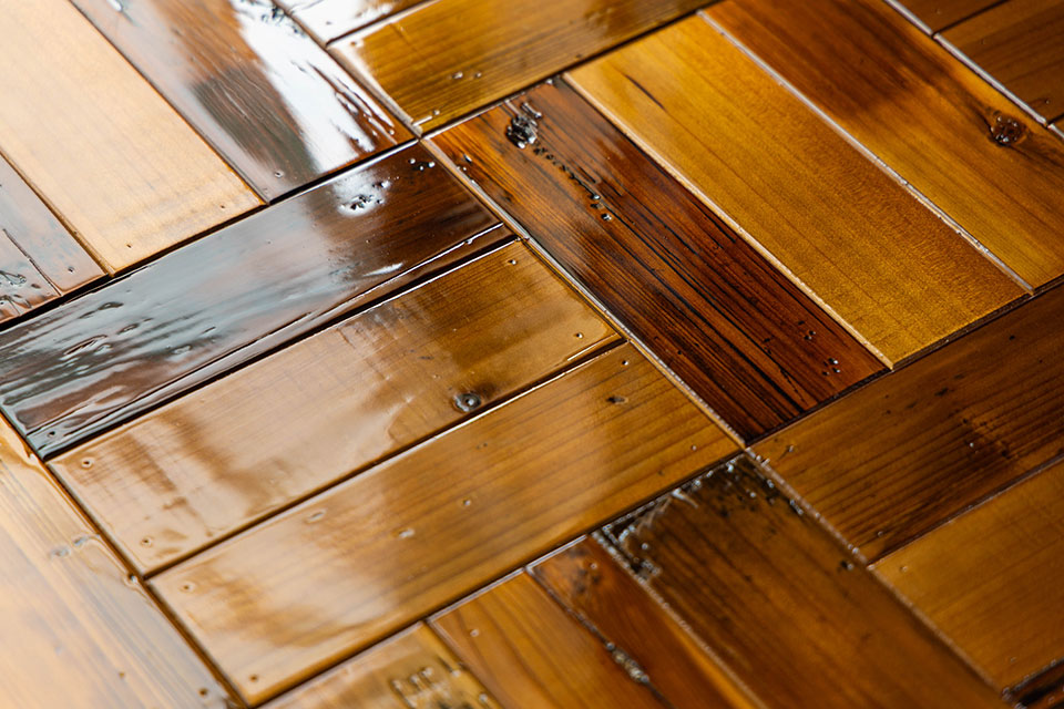 マテリアテーブル：天板杉古材チェス柄