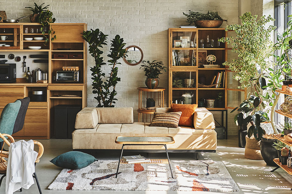 イブラコーヒーテーブル＋グローソファ＋ナクモキャビネット