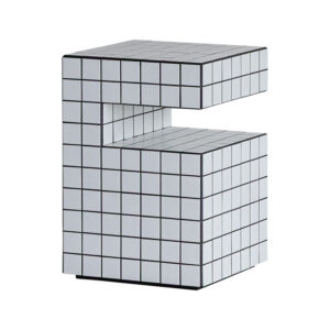 テラサイドテーブル コの字型[WH/目地BK]