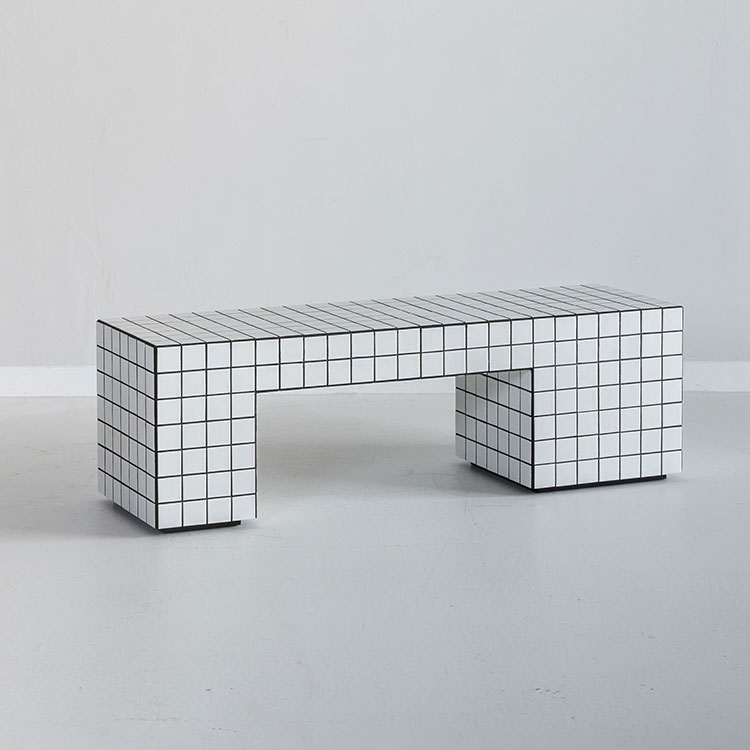 テラコーヒーテーブル[WH/目地BK]